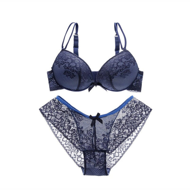 Bra Set Lace Floral Lingerie Set Push Up Bra Briefs Comfort Adjusted Bra And Panty Set Sexy Backless