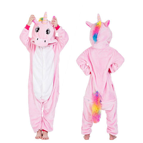 Children Unicorn Pajamas Boy and Girl Cartoon Animal Pajama Sleepwear Hoodie