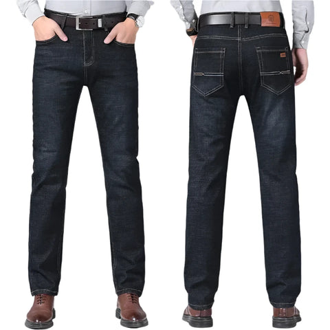 Men's Jeans Stretch Fit Business Fashion Soft Denim Brand Pants all Seasons