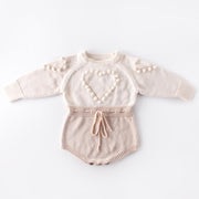 Cute Winter Infant Baby Girls Bowknot Rompers Clothing Kids Girl Long Sleeve Knit Rompers Clothes