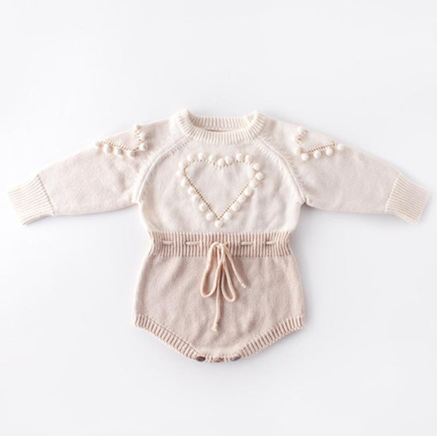 Cute Winter Infant Baby Girls Bowknot Rompers Clothing Kids Girl Long Sleeve Knit Rompers Clothes