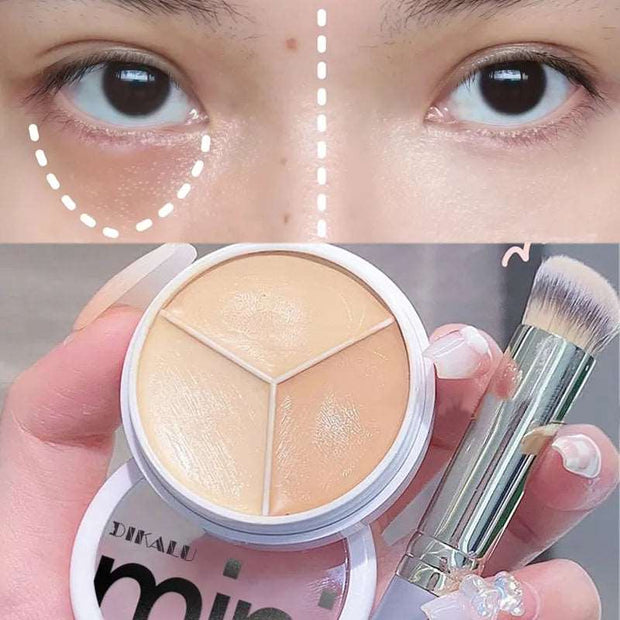 3 Colors Contour Concealer Palette with Brush Moisturizing Full Coverage Acne Spot Dark Circles Concealer Cream Makeup Cosmetics