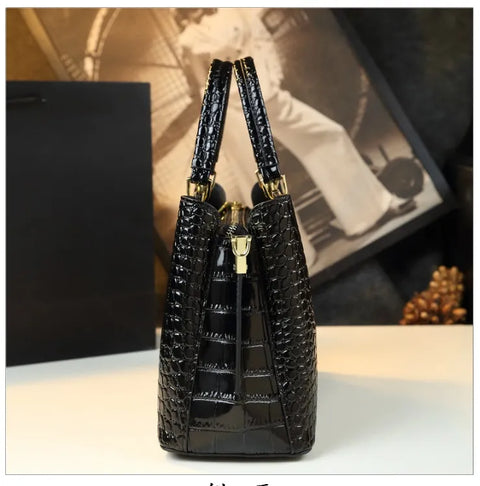 Luxury Bags for Women Crocodile Patent Leather Large Capacity Brand Designer Handbag