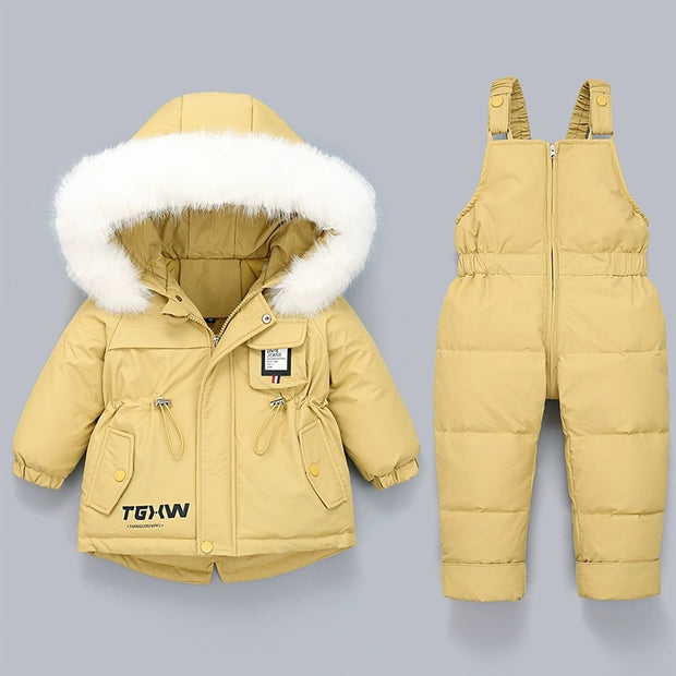 Children Coat Jacket-Jumpsuit Kids Toddler Girl Boy Clothes 2pcs Winter Outfit Suit Warm Baby Overalls Clothing Sets