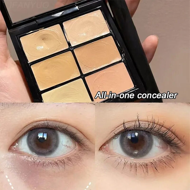 Creamy Mousse Concealer Palette Coverage Dark Eye Circles Matte Highlight Skin Tone Face Moisturizing Concealing Cream