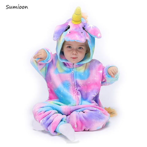 Children Unicorn Pajamas Boy and Girl Cartoon Animal Pajama Sleepwear Hoodie