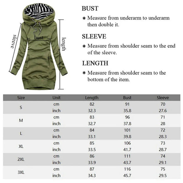 Women Fashion Long Sleeve Hoodie Dresses Autumn Winter Slim Fit Pullovers Long Sweatshirt