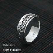 Rotatable Mens Rings Vintage Punk Hemp Rope Design Real 925 Sterling Silver Fine Jewelry