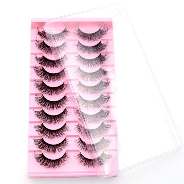 10 Pairs Mink Lashes Make Up Faux Mink Lashes Hand Made Eyelashes Reusable Eyelash Crisscross Q01