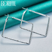 DOTEFFIL 925 Sterling Silver Simple Square Hoop Earrings for Women Wedding Engagement Jewelry