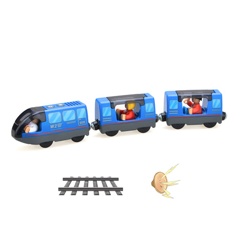 Juego de juguetes de tren eléctrico para niños, juguete con ranura fundida a presión, apto para vías de tren de madera estándar