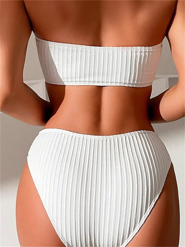 New Rhinestone Bikini Luxury Bandeau Push Up Swimsuit Beach Bathing Suit High Waist Swimwear