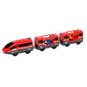 Juego de juguetes de tren eléctrico para niños, juguete con ranura fundida a presión, apto para vías de tren de madera estándar