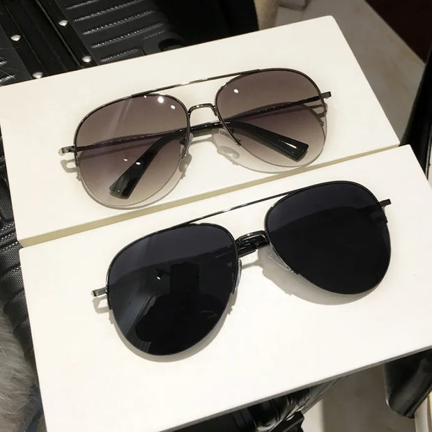 Fashion Gradient Sunglasses for Men Big Frame Pilot Brand Design Anti-reflective