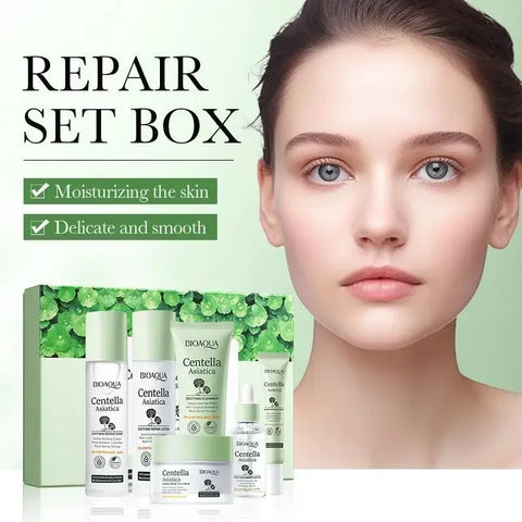 BIOAQUA Centella Asiatica Skin Care Moisturizing Facial Repair Set Cleanser Serum Toner 6 pcs Set