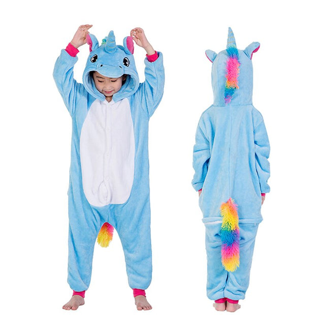 Children Unicorn Pajamas Boy and Girl Cartoon Animal Pajama Sleepwear Hoodie