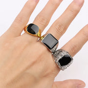 Wholesale 20Pcs/lot Vintage Black Square Ring For Women Men Mix Style Retro Punk Hip Hop Rock Party Jewelry