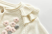 HoneyCherry Baby Girls Sweaters Flower Coat Strap Romper Crawling Clothes Kids Sweater Cardigan