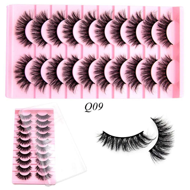 10 Pairs Mink Lashes Make Up Faux Mink Lashes Hand Made Eyelashes Reusable Eyelash Crisscross Q01