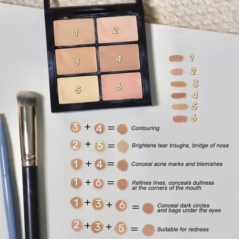 Creamy Mousse Concealer Palette Coverage Dark Eye Circles Matte Highlight Skin Tone Face Moisturizing Concealing Cream