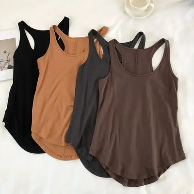 Irregular Tops Summer Casual Sleeveless Solid Color Fitness Sport Vest