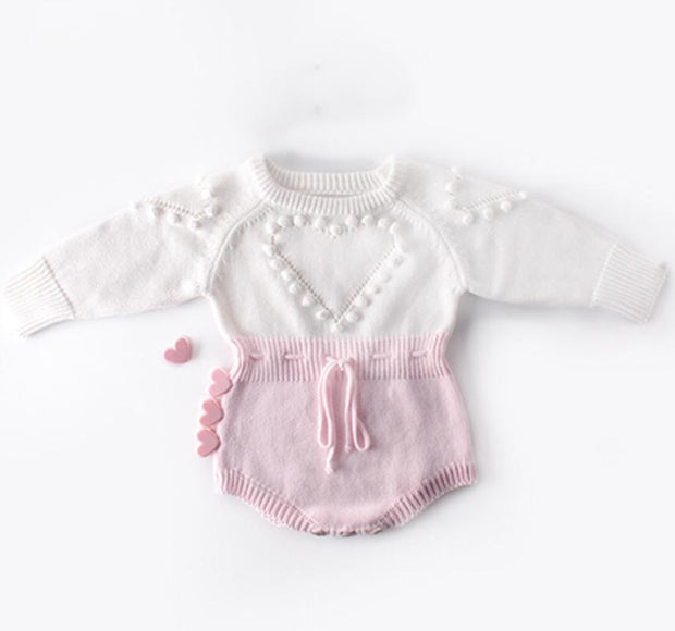 Cute Winter Infant Baby Girls Bowknot Rompers Clothing Kids Girl Long Sleeve Knit Rompers Clothes