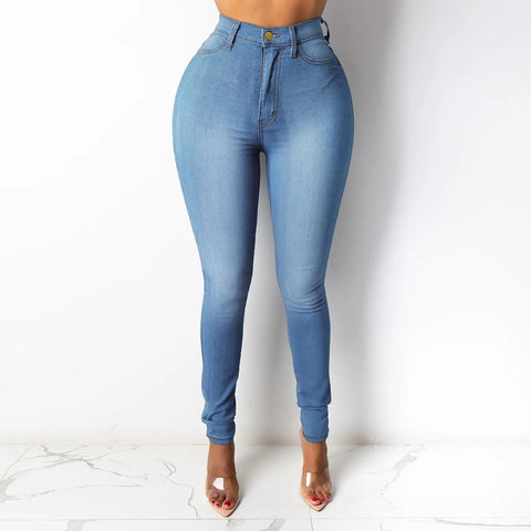 New High Waist Thin Jeans For Women Fashion Casual Slim Elastic Denim Pants