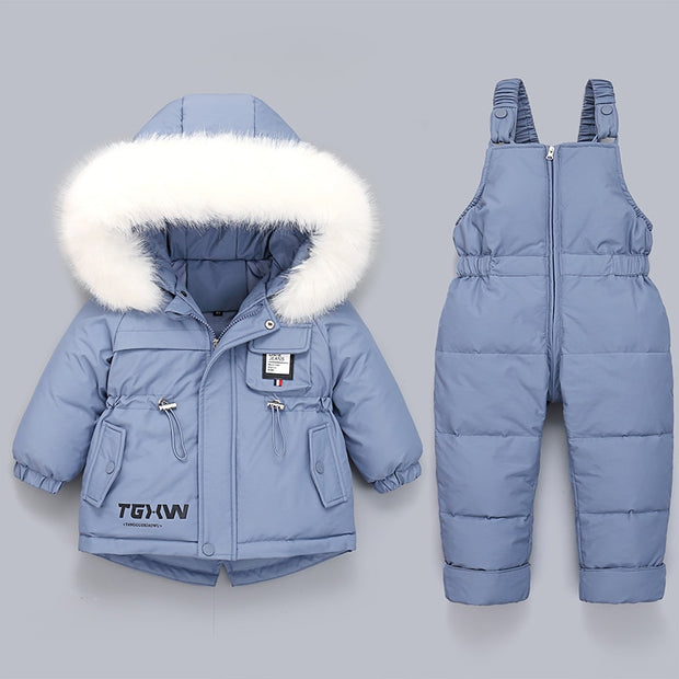 Children Coat Jacket-Jumpsuit Kids Toddler Girl Boy Clothes 2pcs Winter Outfit Suit Warm Baby Overalls Clothing Sets