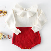 Cute Winter Infant Baby Girls Bowknot Rompers Clothing Kids Girl Long Sleeve Knit Rompers Clothes