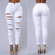 New Elastic Women's Jeans Ripped Fashion Streetwear Skinny Denim Pencil Pants