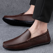 Genuine Leather Loafers Men Design Fashion Slip Soft Flat Handmade Boat Shoes