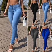 Skinny Jeans Hight Quality Slim-fitting Full-Length Mid-Waist Denim Pants for Women