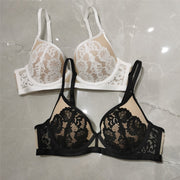 New U Backless Lace Patchwork Thin Lined Bra and Briefs Set with Push Up Beautiful Lingerie Mesh Panties