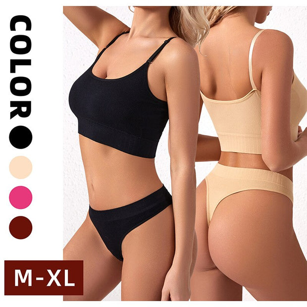 Conjunto de sujetador sin costuras, bragas sexis de cintura baja, sujetador sin aros, Bralette, lencería, sujetador sin espalda