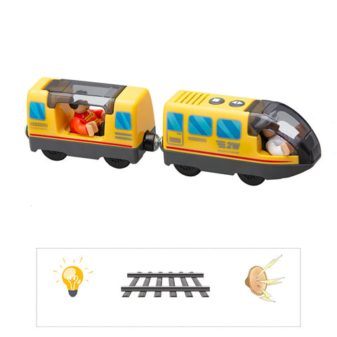 Juego de juguetes de tren eléctrico para niños, juguete con ranura fundida a presión, apto para vías de tren de madera estándar