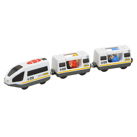 Juego de juguetes de tren eléctrico para niños, juguete con ranura fundida a presión, apto para vías de tren de madera estándar