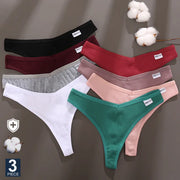 3PCS/Set G-string Cotton Women's Thong Solid Color Lingerie T-Back Design