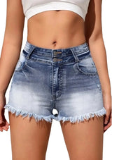 Summer New Fashion Ripped Skinny Denim Shorts for Women Stretch Jeans Casual