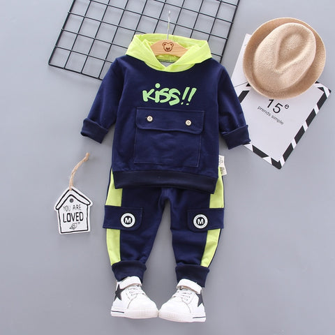 Fashion 2PC Children's Sets Boys Long Sleeves Outfits Clothing Kids Casual Cotton Tracksuits Clothes Hoodie + Trousers