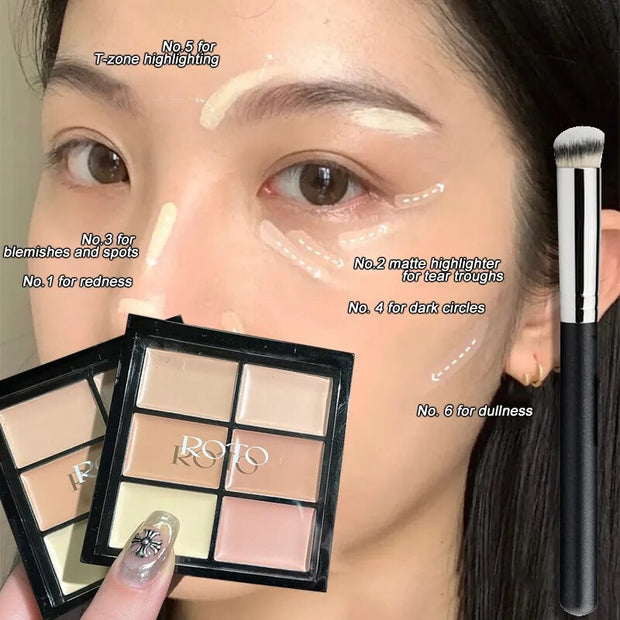 Creamy Mousse Concealer Palette Coverage Dark Eye Circles Matte Highlight Skin Tone Face Moisturizing Concealing Cream