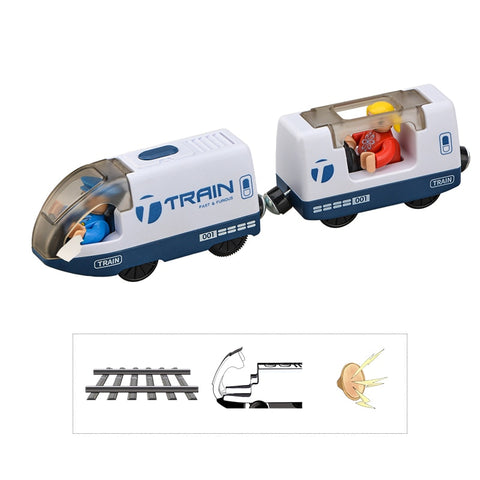 Kids Electric Train Toys Set Train Diecast Slot Toy Fit for Standard Wooden Train Track Railway