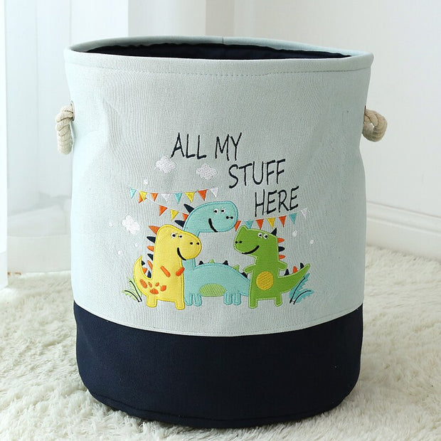 Foldable Storage Basket Cartoon Dinosa Kids Toys Canvas Storage Basket Dirty Clothes Laundry Container Barrel Home Organizer