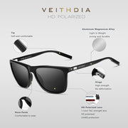 Marca VEITHDIA, gafas de sol Unisex Retro de aluminio + TR90, gafas de sol polarizadas, gafas Vintage, gafas de sol para hombres/mujeres 6108