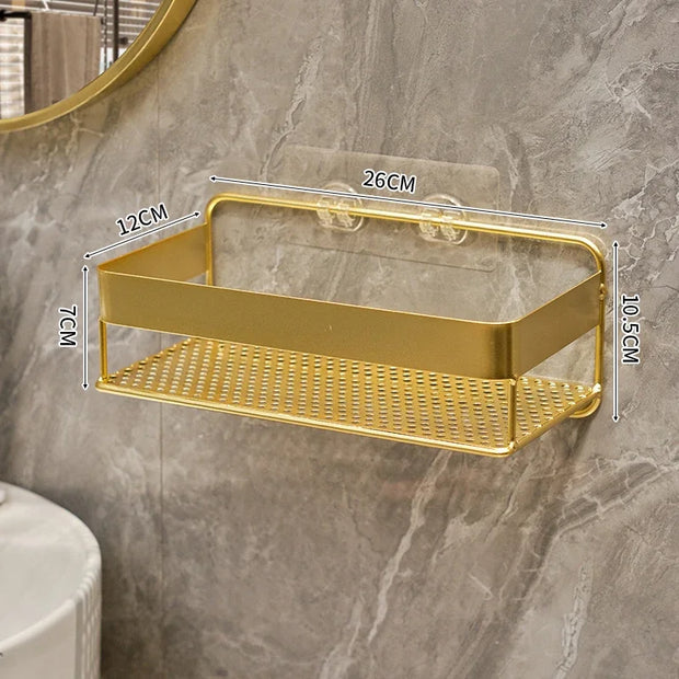 Gold storage rack bathroom storage rack wall mounted tripod shampoo and shower gel storage rack bathroom accessories