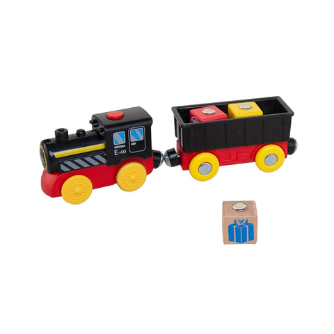 Juego de juguetes de tren eléctrico para niños, juguete con ranura fundida a presión, apto para vías de tren de madera estándar