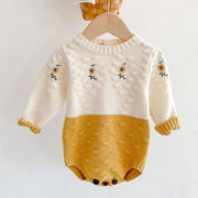 Cute Winter Infant Baby Girls Bowknot Rompers Clothing Kids Girl Long Sleeve Knit Rompers Clothes