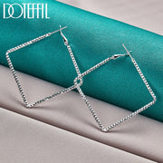 DOTEFFIL 925 Sterling Silver Simple Square Hoop Earrings for Women Wedding Engagement Jewelry