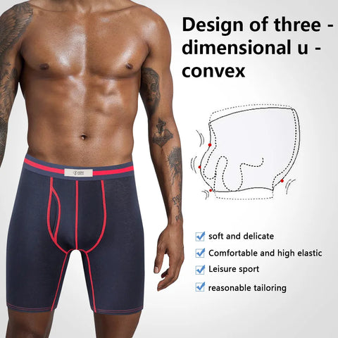 Winter Men's Cotton Underwear Sports Lengthened Boxer Shorts, Elastic Breathable full Support Bag Open