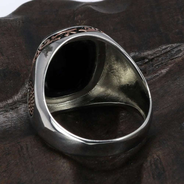 Real Pure Men's Rings Silver s925 Turkish Rings For Men With Natural Black Onyx Stones Jewelry