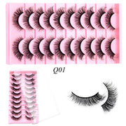 10 Pairs Mink Lashes Make Up Faux Mink Lashes Hand Made Eyelashes Reusable Eyelash Crisscross Q01